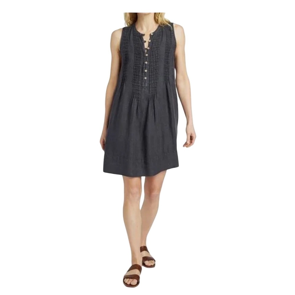Faherty Isha Womens Woven Button Front Washed Black‎ Dress Small New With Tags